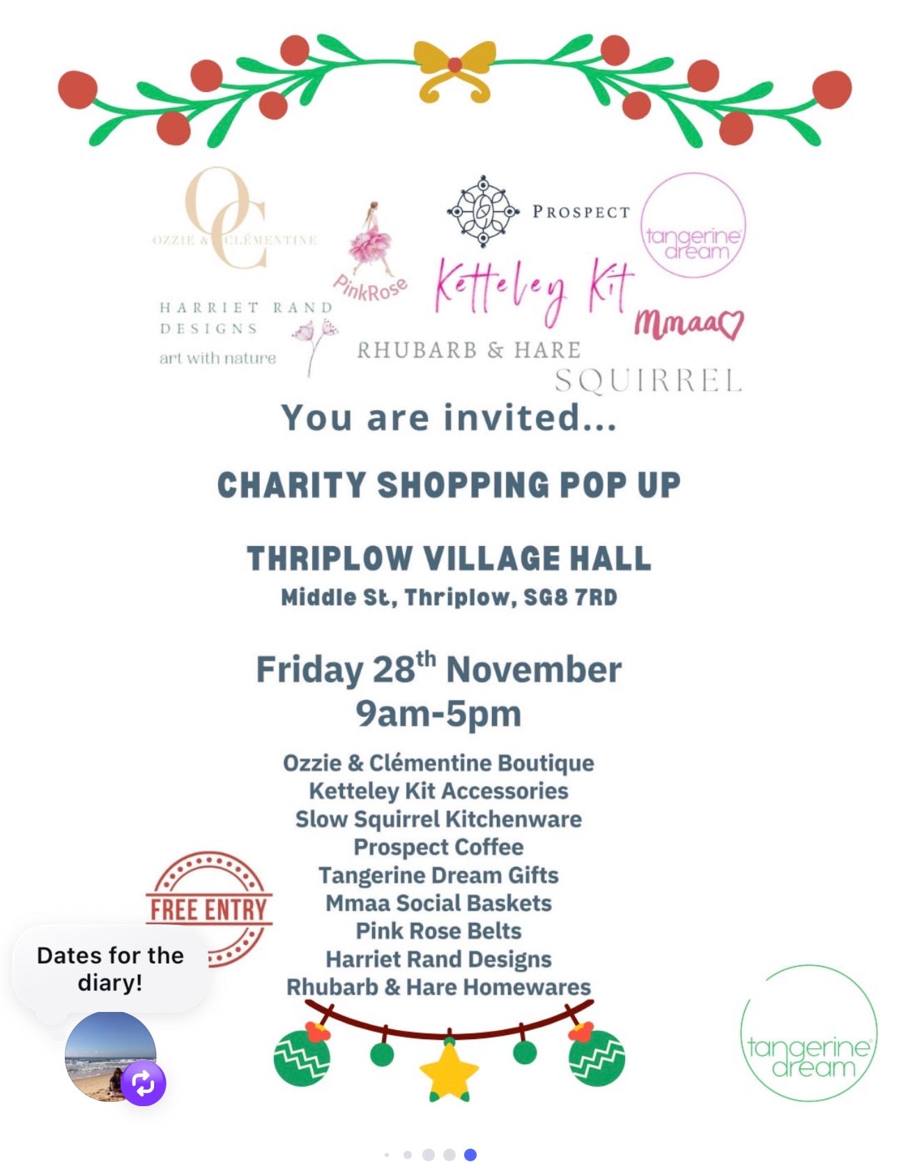 28th November - Charity Shopping Pop Up. 9-5pm