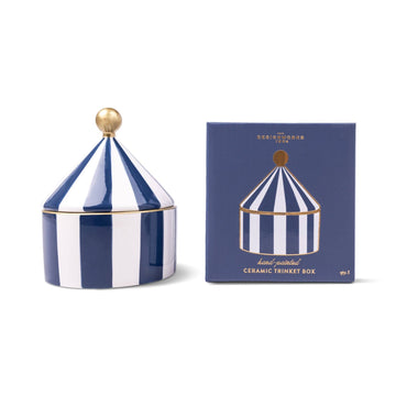 DesignWorks Ink Ceramic Trinket Box - Navy Stripe