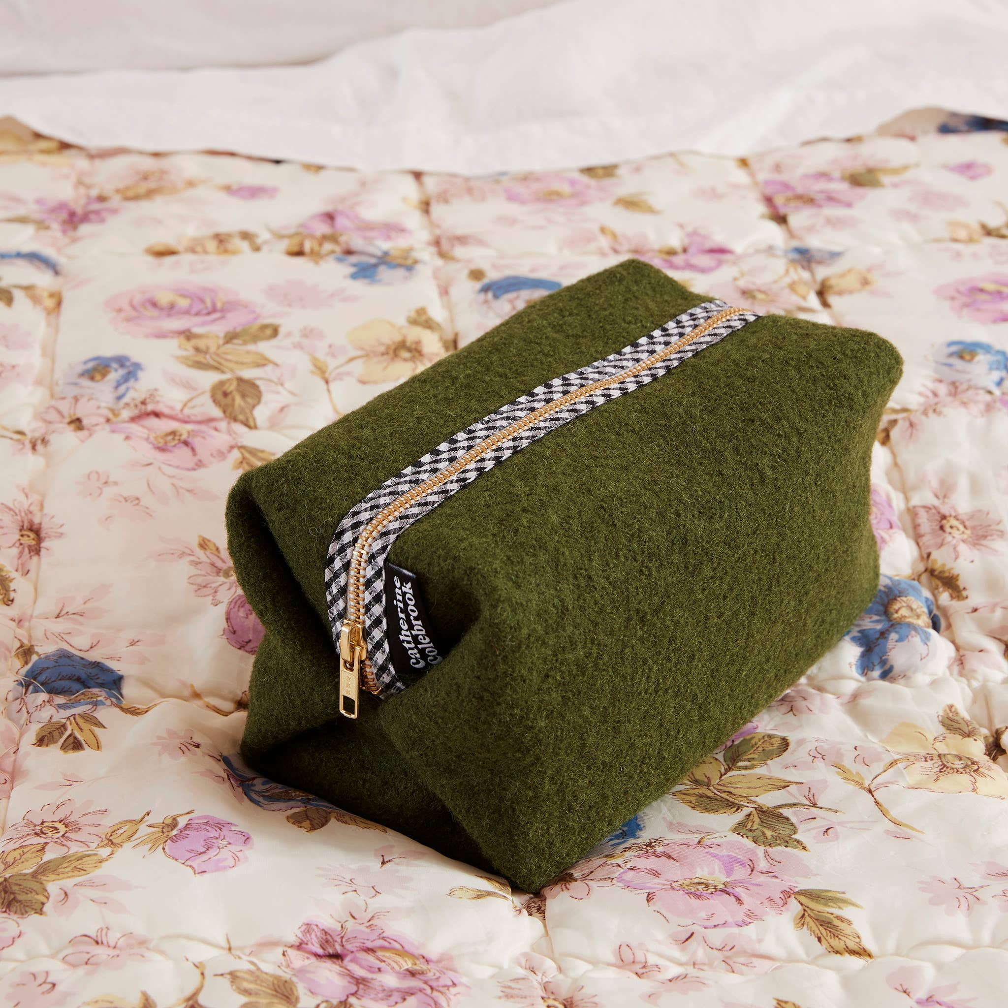 Olive Green Boxy Make Up or Wash Bag