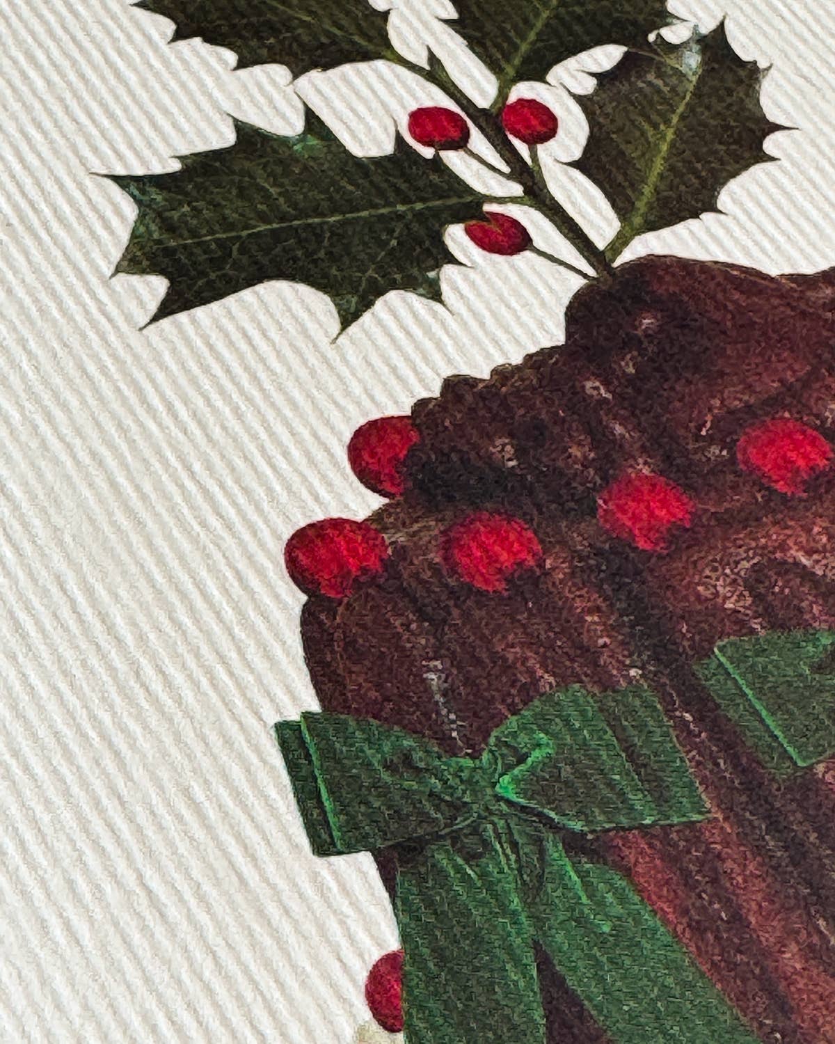 Christmas Plum Pudding Green Bows Greeting Card