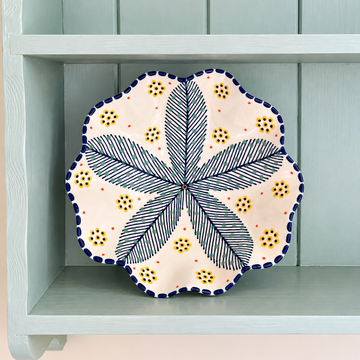 Potterswork Berry Bowl - Navy with Sage Dots