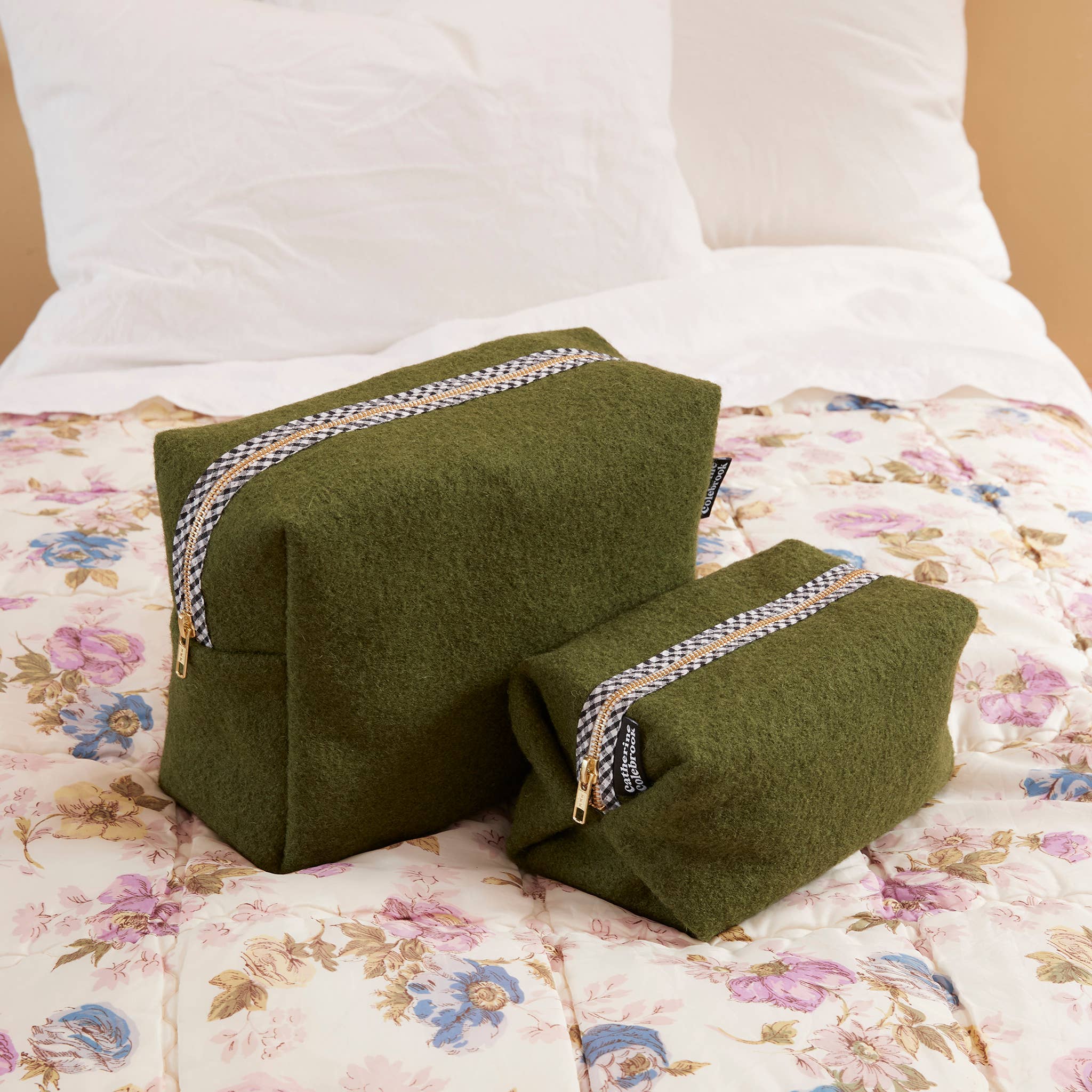Olive Green Boxy Make Up or Wash Bag