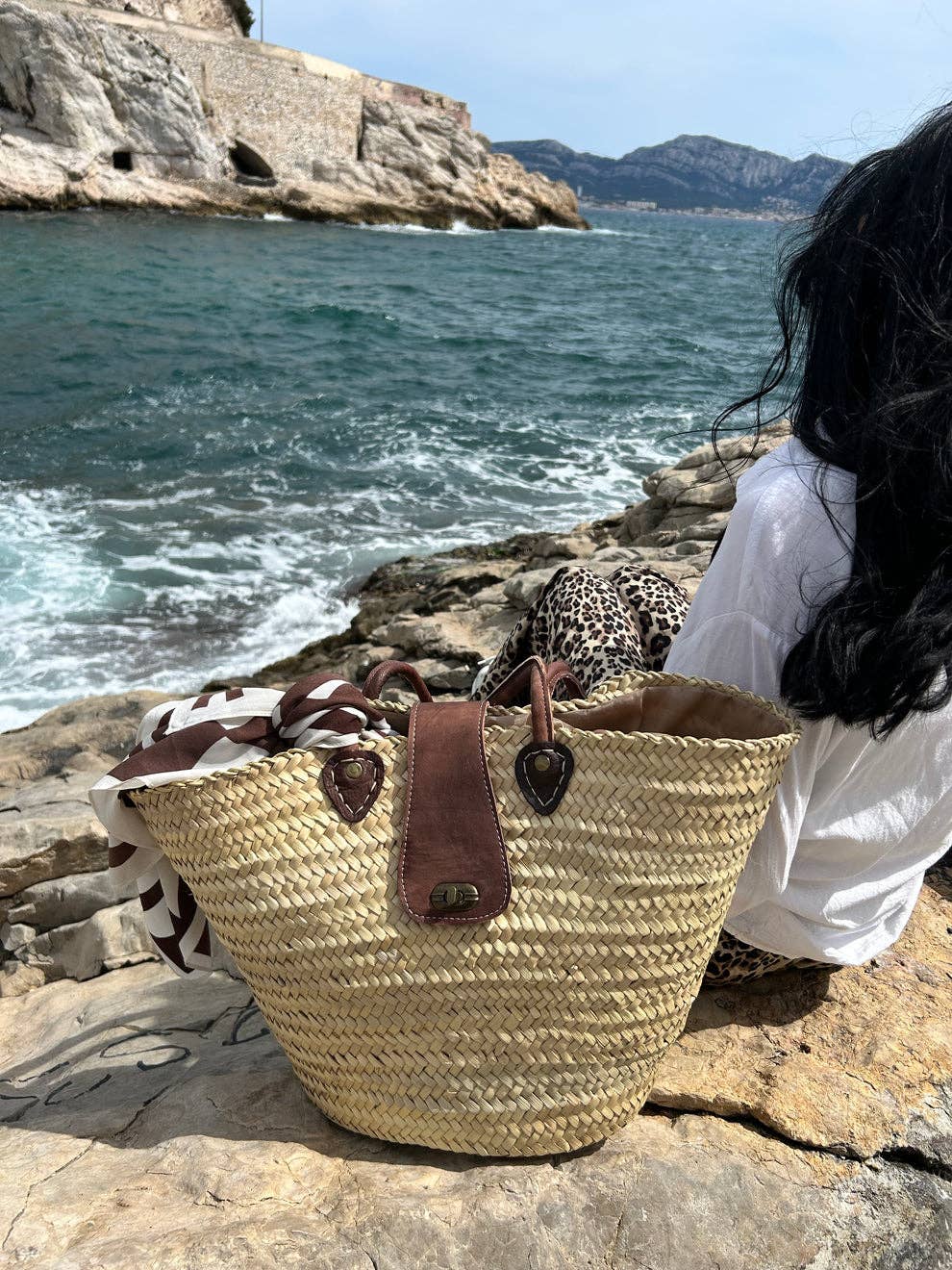 Boho Beach Tote, French market bag, Straw bag, straw basket