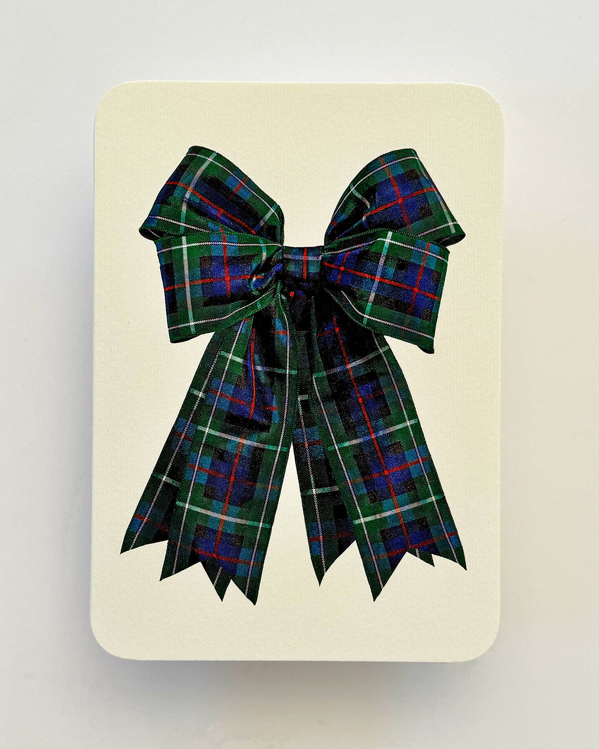 Canonbury Press - Blue & Green Tartan Bow Greeting Card