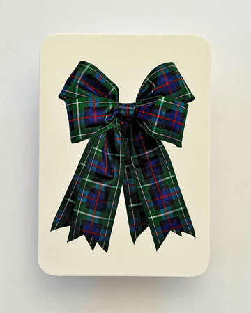 Canonbury Press - Blue & Green Tartan Bow Greeting Card
