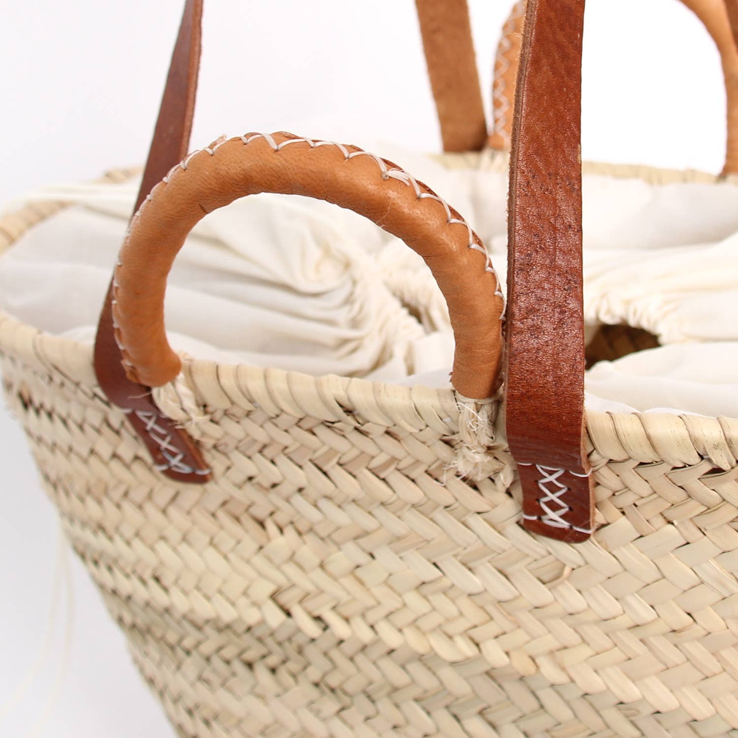French Market Basket - Natural Handwoven Straw Tote