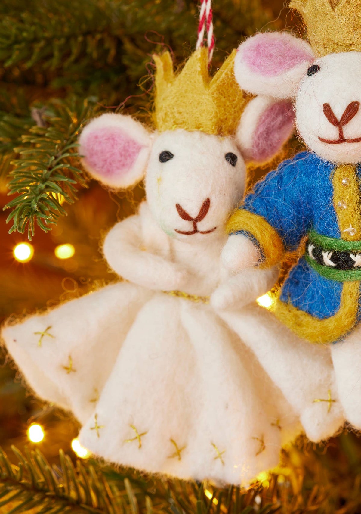 Felt King & Queen Mice Decorations
