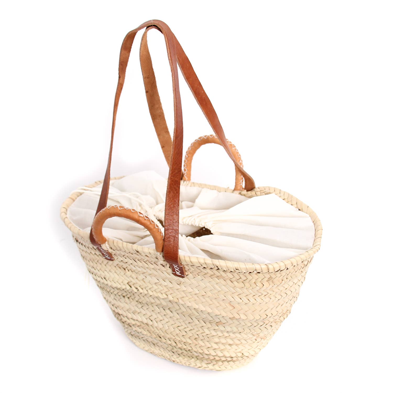 French Market Basket - Natural Handwoven Straw Tote