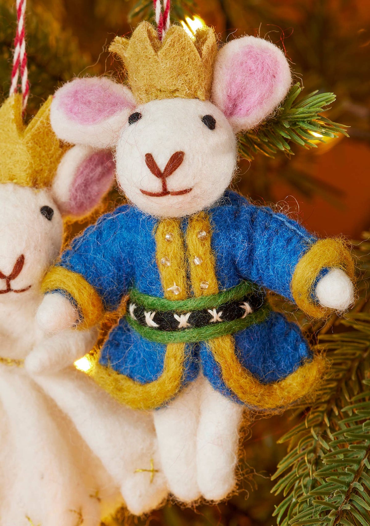 Felt King & Queen Mice Decorations