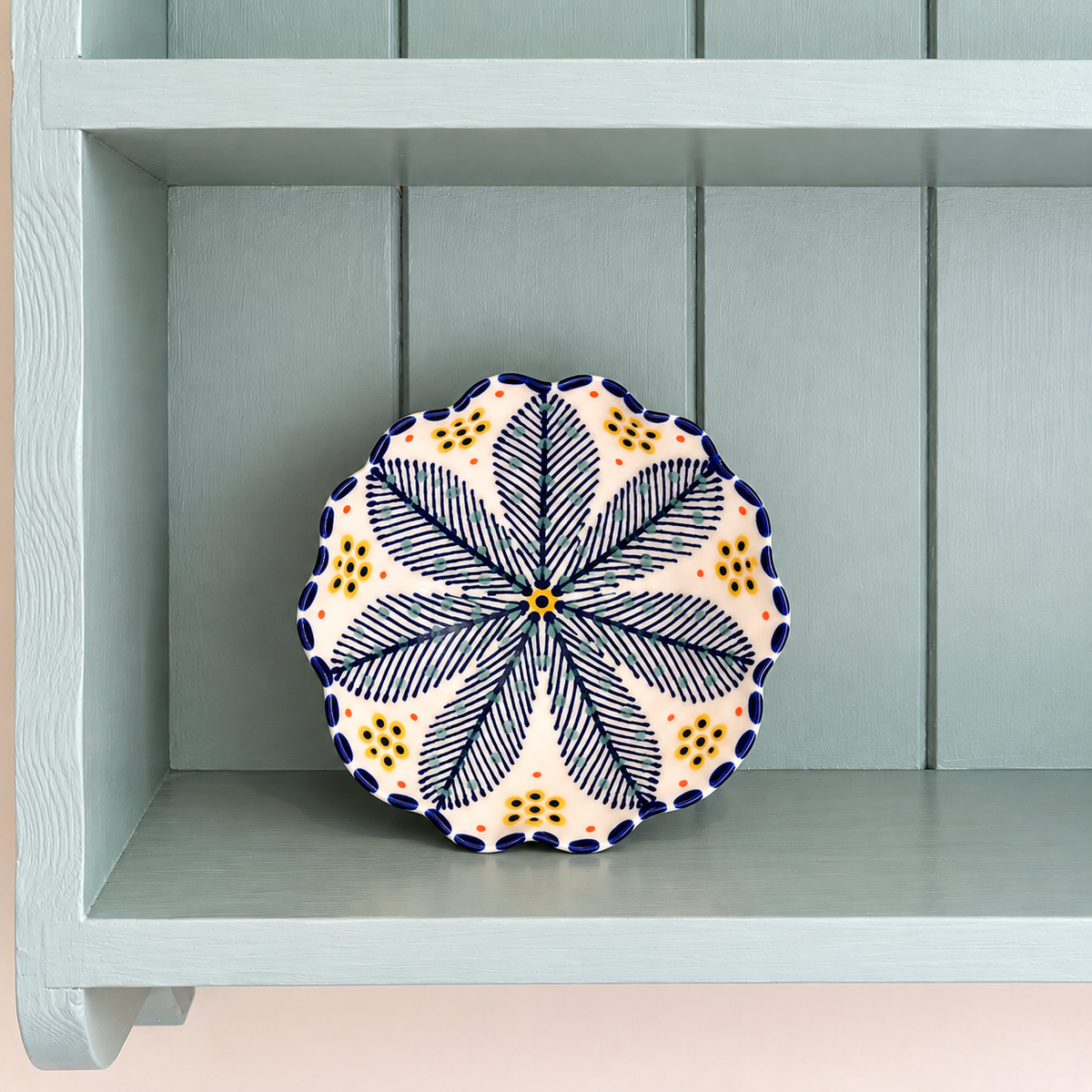 Potterswork Nibble Bowls - Navy Blue with Sage Dots