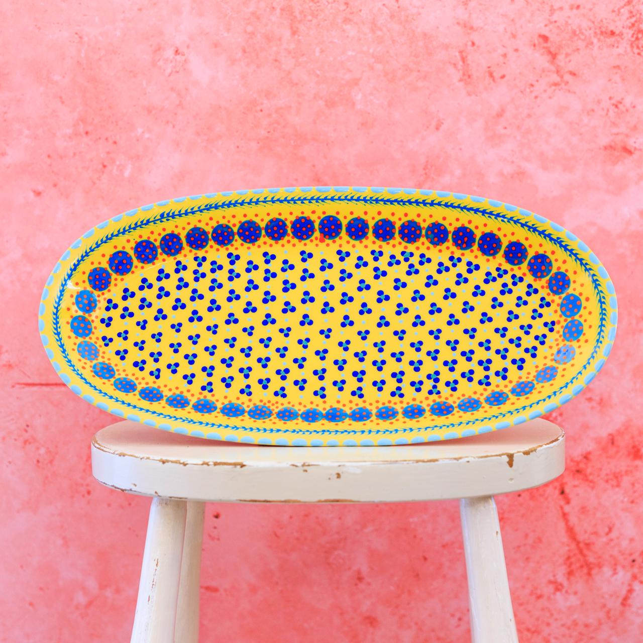 Potterswork Alice Plate - Yellow and Blue