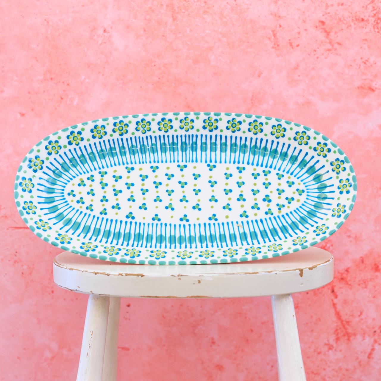 Potterswork Alice Plate - Green and Teal