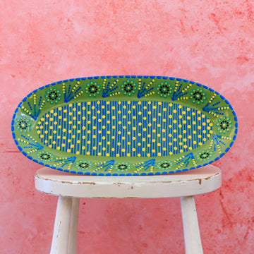 Potterswork Alice Plate - Green and Blue