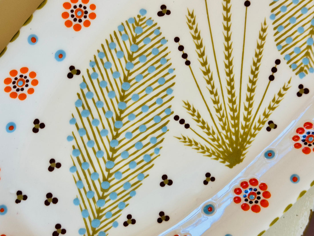 Potterswork Alice Plate - Taupes and Orange