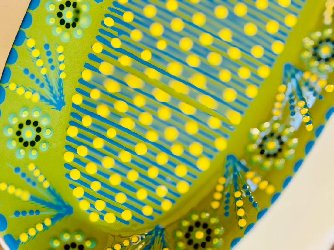 Potterswork Alice Plate - Green and Blue