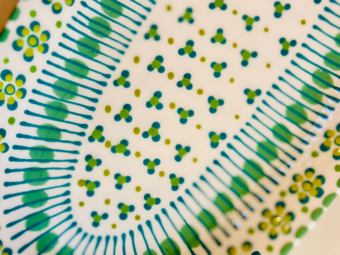 Potterswork Alice Plate - Green and Teal