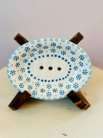 Potterswork Soap Dish - Blue Dots
