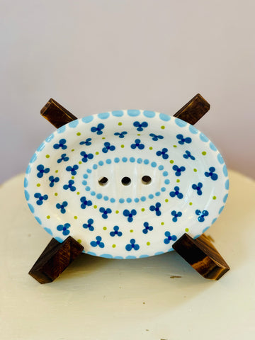 Potterswork Soap Dish - Blue and Yellow