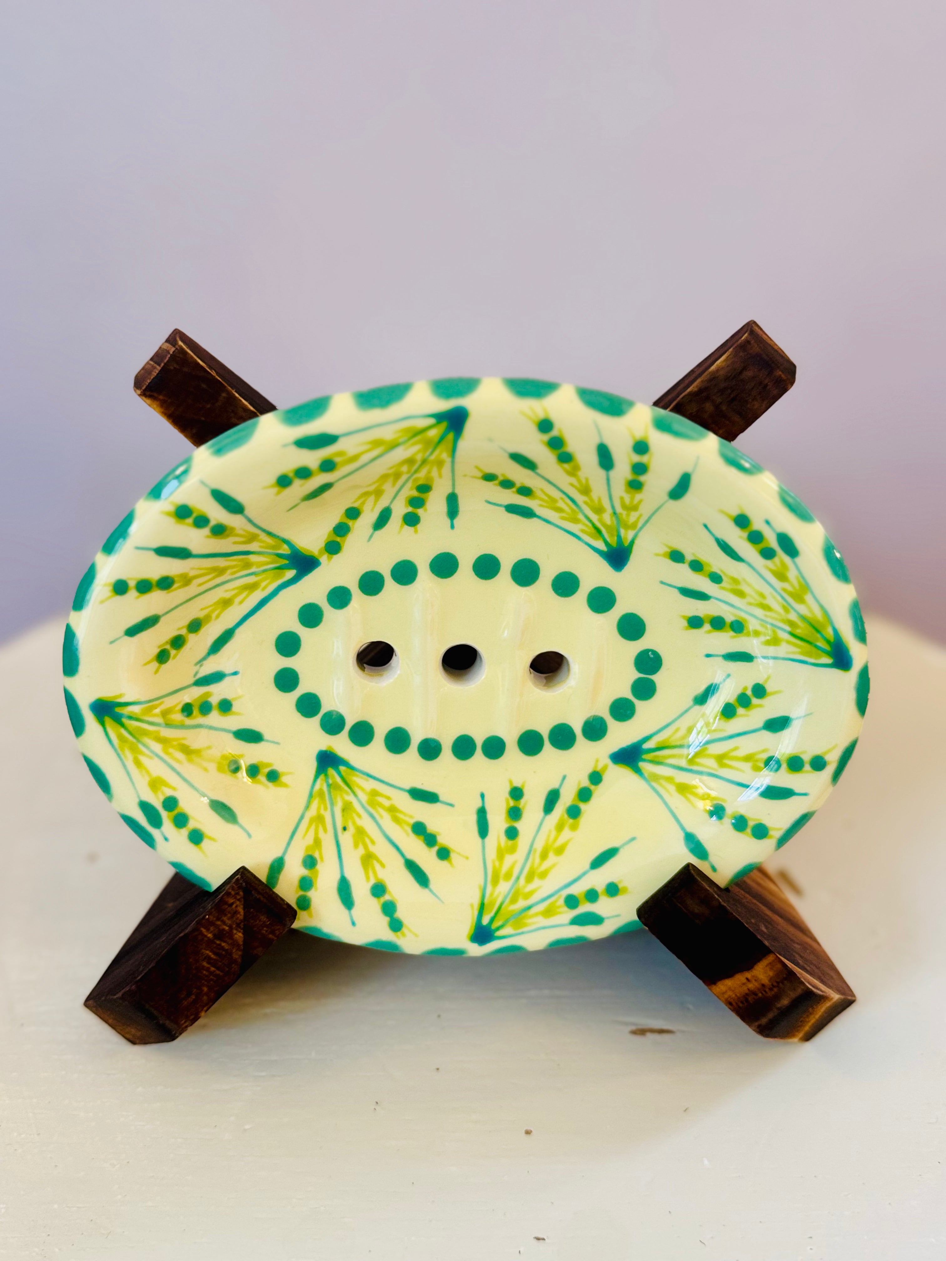 Potterswork Soap Dish - Yellow and Green