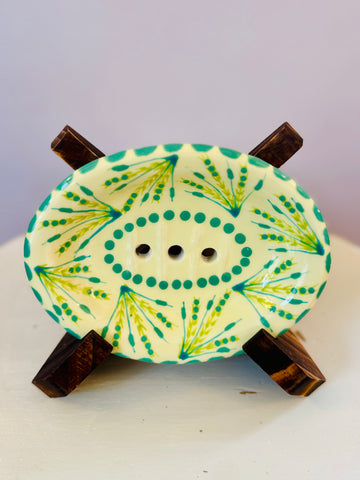 Potterswork Soap Dish - Yellow and Green