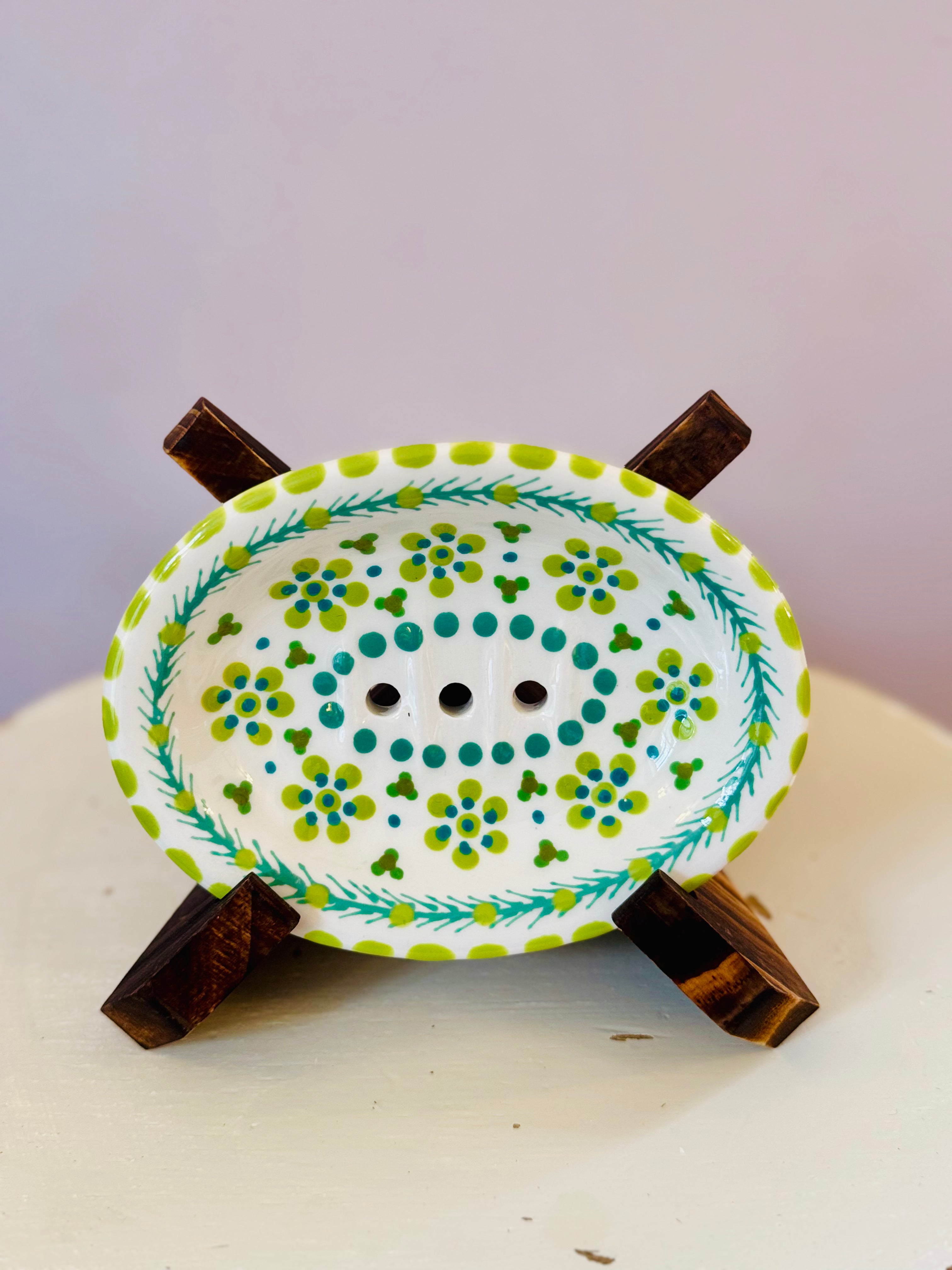 Potterswork Soap Dish - Yellow and Greenie Blue