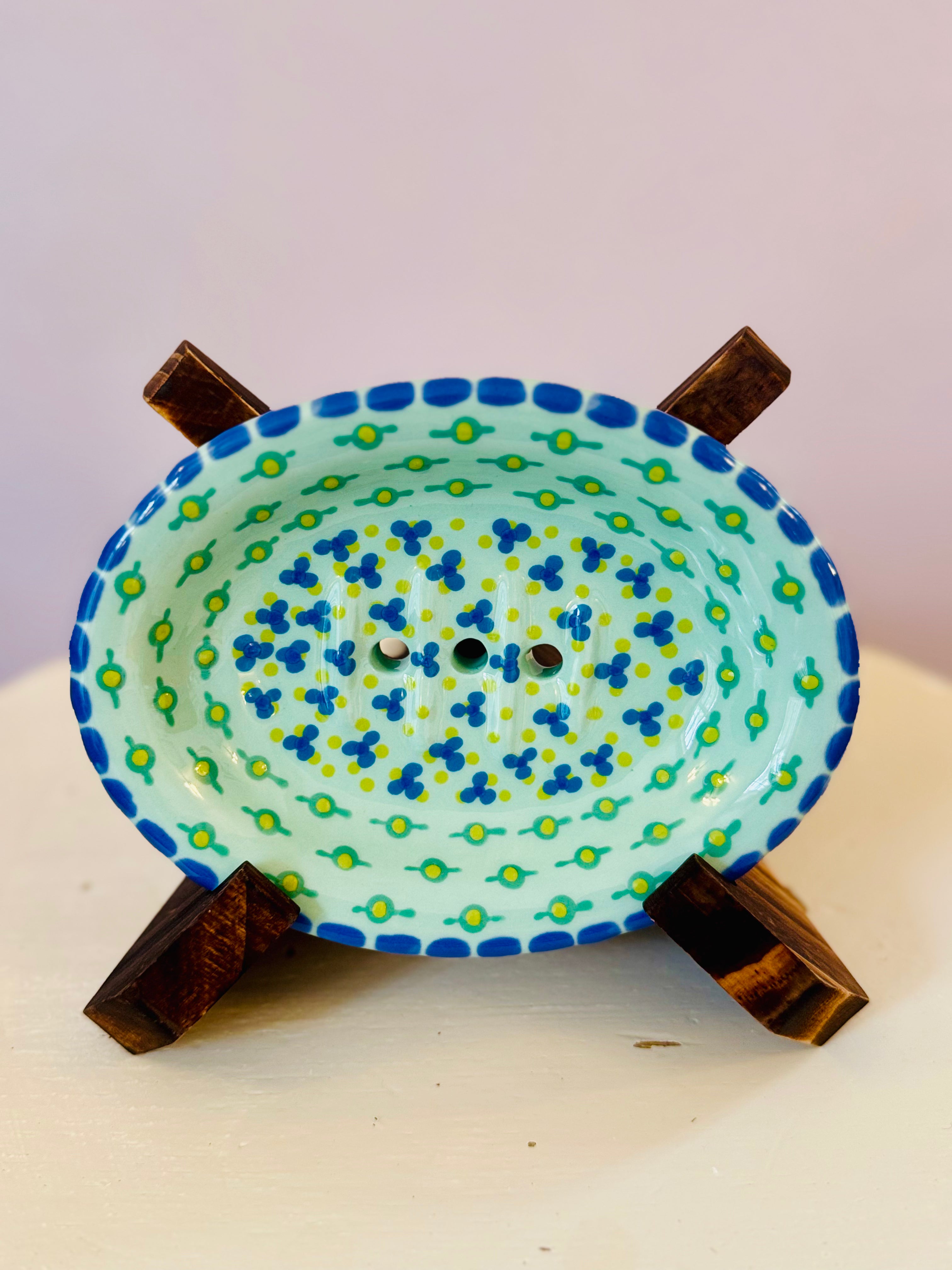 Potterswork Soap Dish - Green and Blue