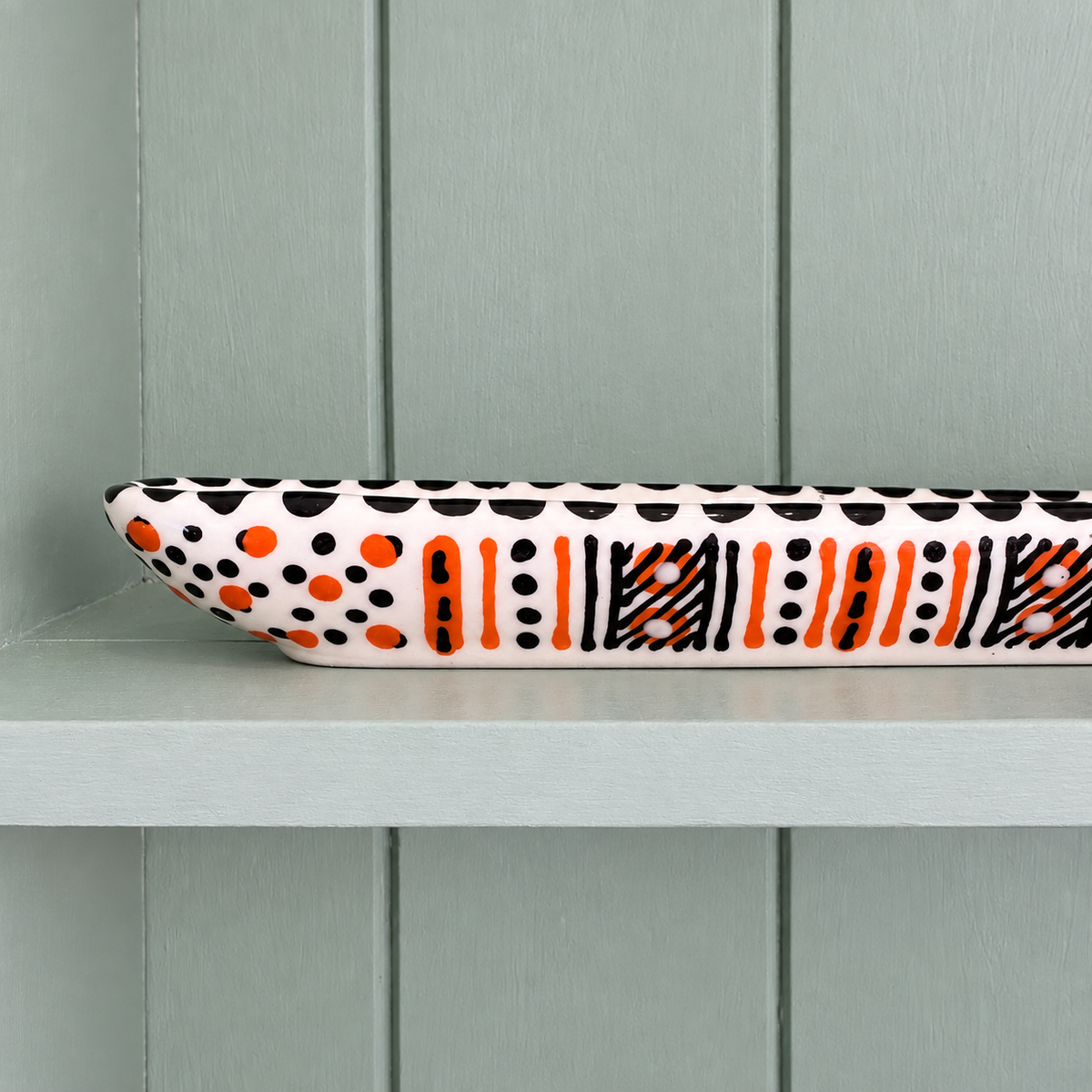 Potterswork Olive Boat - Black and Orange