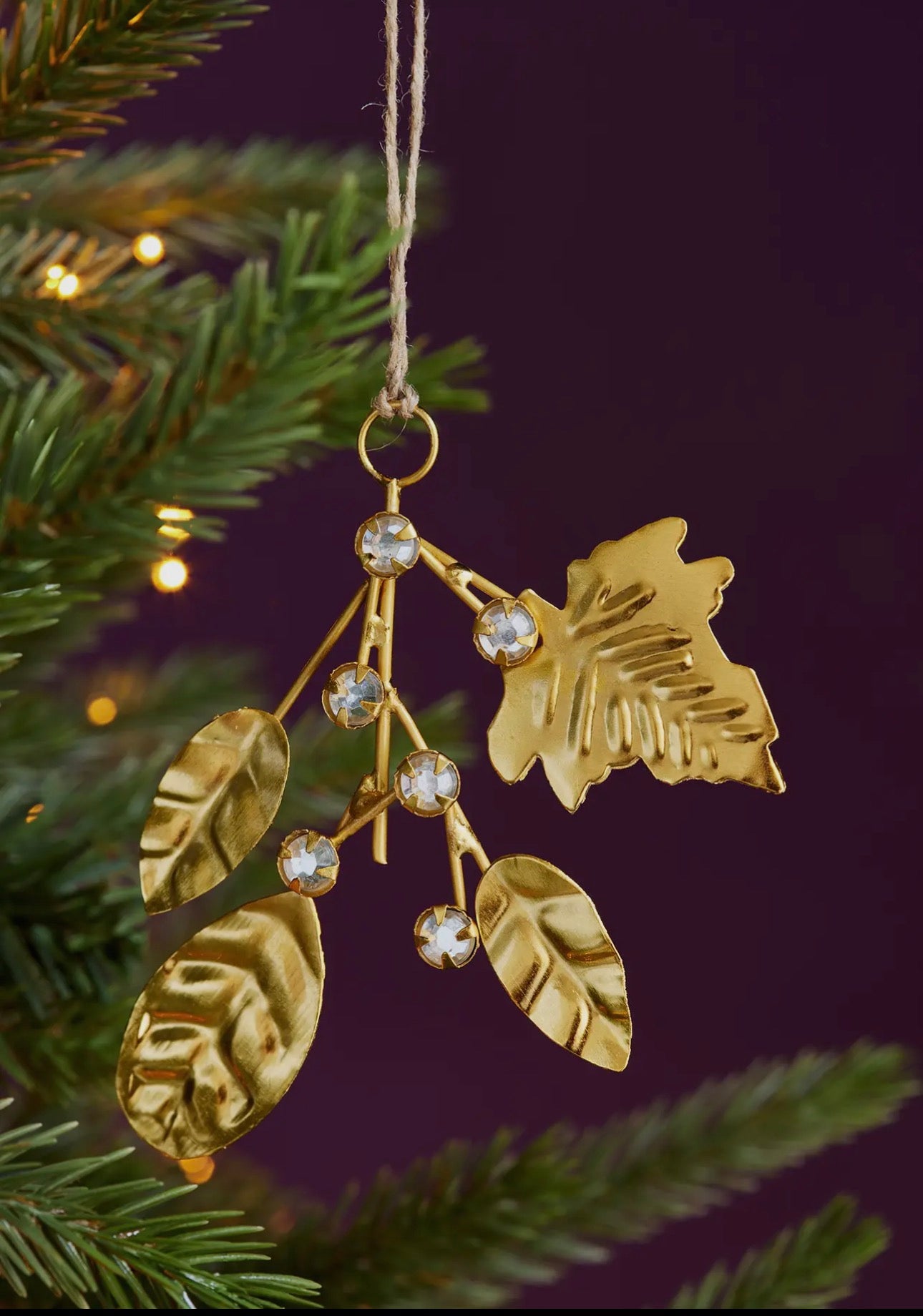 Golden Metal Diamande Leaf Decoration