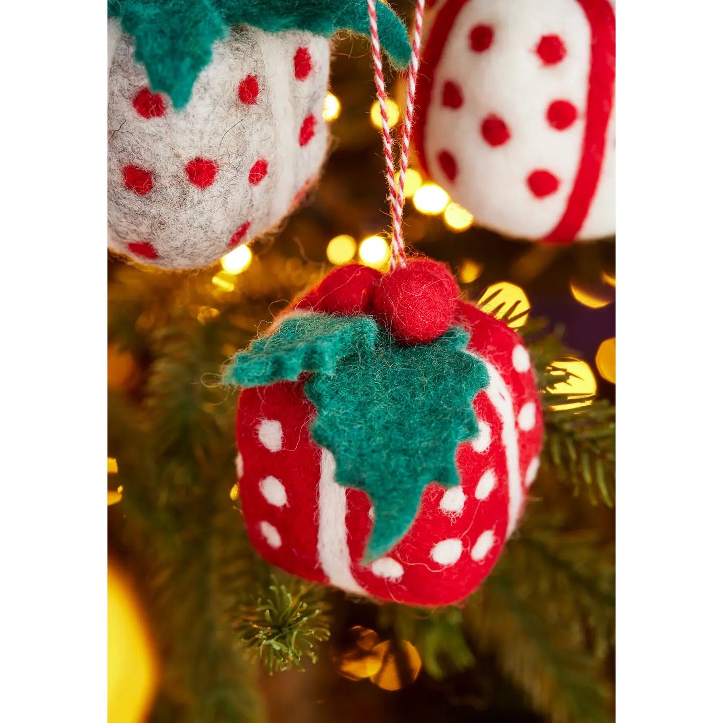 Red Felt Present with Holy Hanging Christmas Decoration