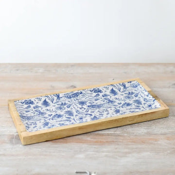 Enamel and Wood Serving Platter