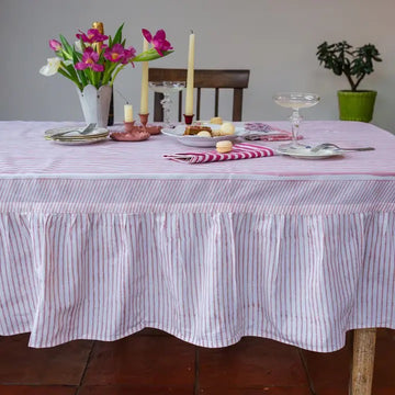 Constance & Denny Blush Ruffle Table Cloth