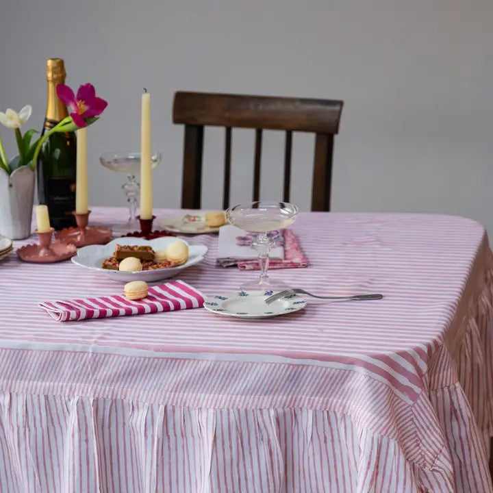 Constance & Denny Blush Ruffle Table Cloth