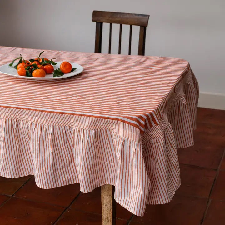 Constance & Denny Apricot Ruffle Table Cloth
