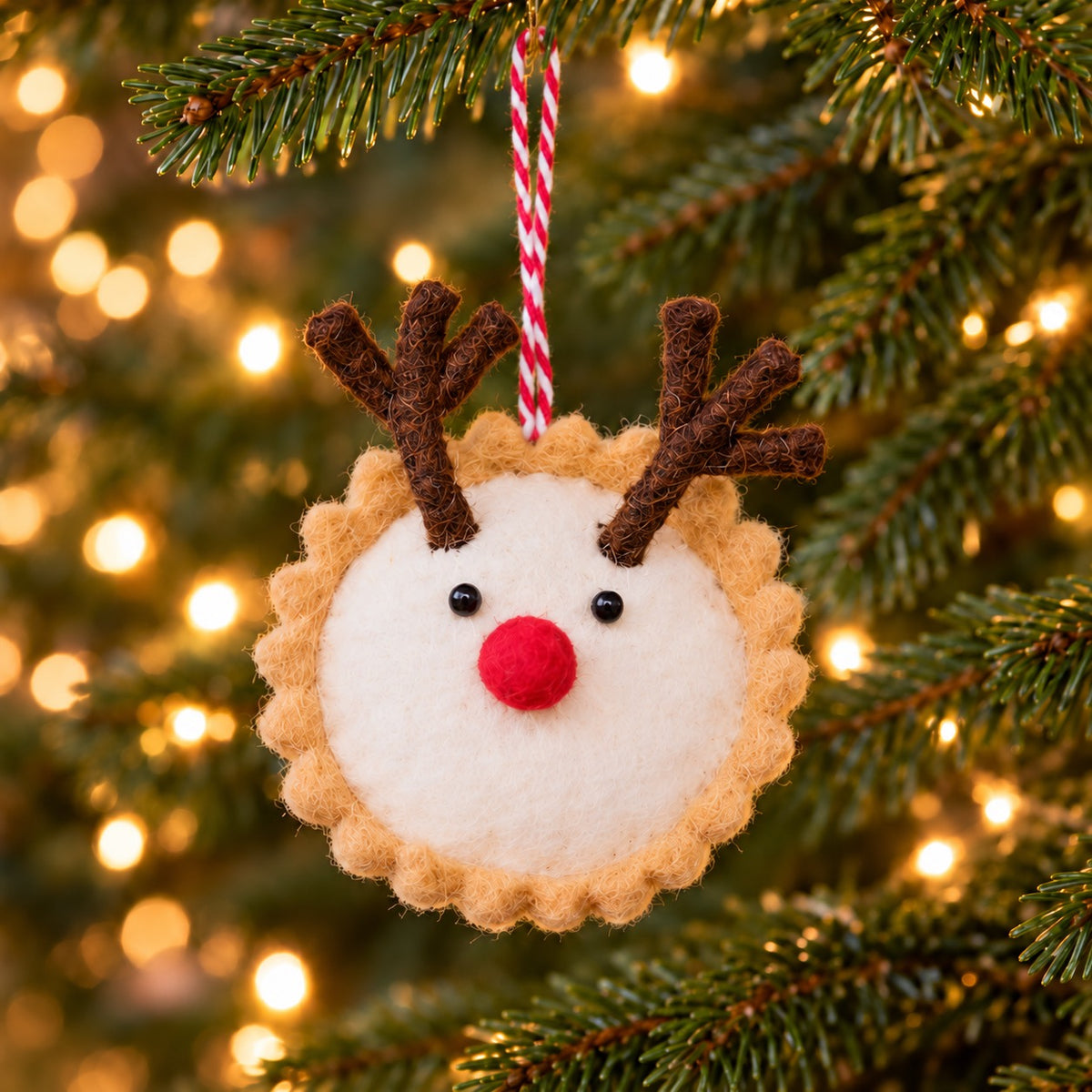 Smiley Bakewell Tart with Reindeer Antlers