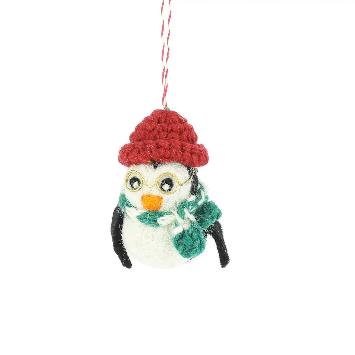 Penguin with Scarf and Christmas Hat Felt Christmas Decoration