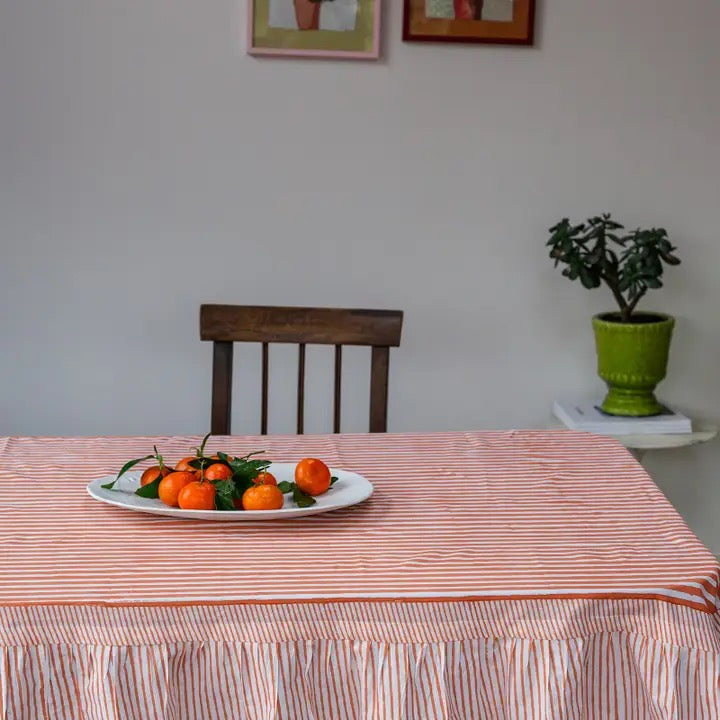 Constance & Denny Apricot Ruffle Table Cloth