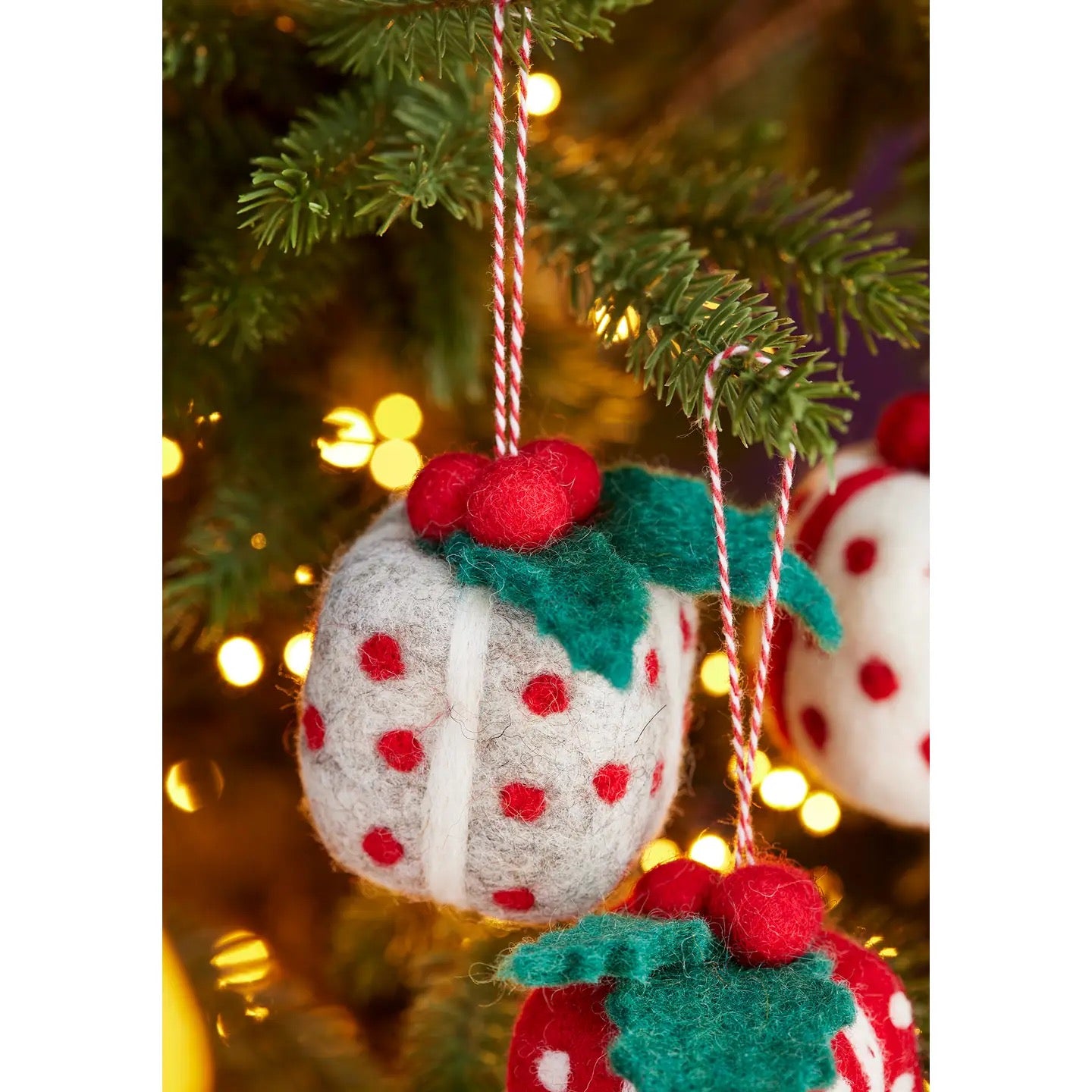 Grey Felt Present with Holy Hanging Christmas Decoration