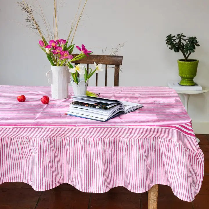 Constance & Denny Magenta Ruffle Table Cloth