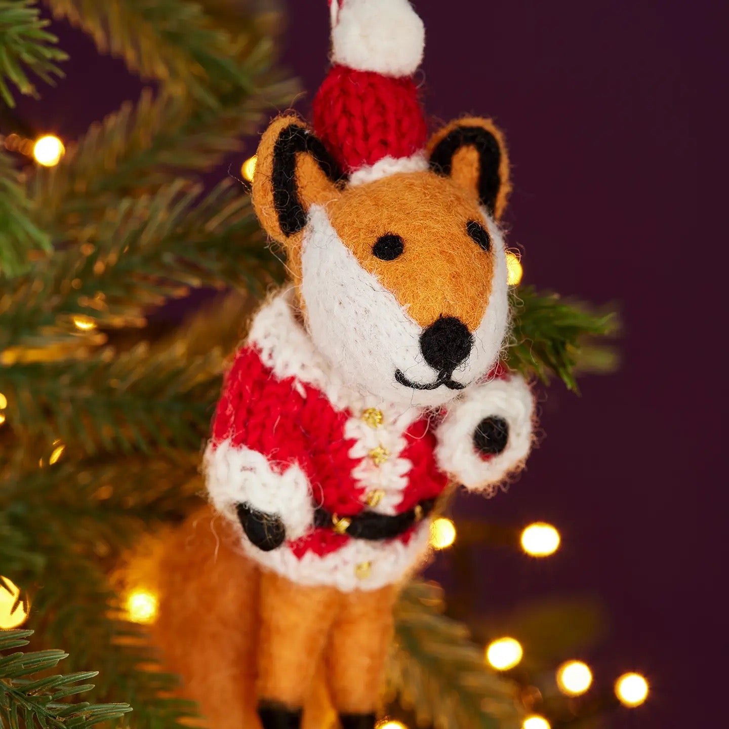 Festive Fox Felt Christmas Decoration