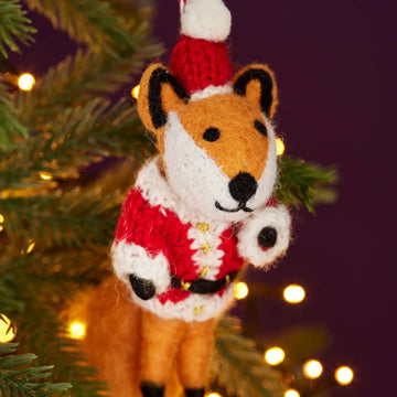Festive Fox Felt Christmas Decoration