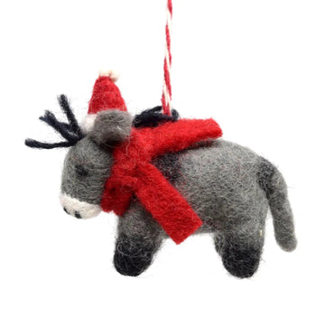 Festive Donkey with Hat and Scarf Christmas Decoration