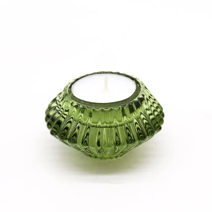 Green Glass Candle Holder