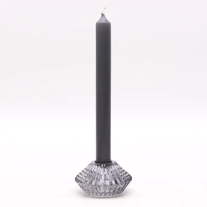 Midnight Grey Glass Candle Holder