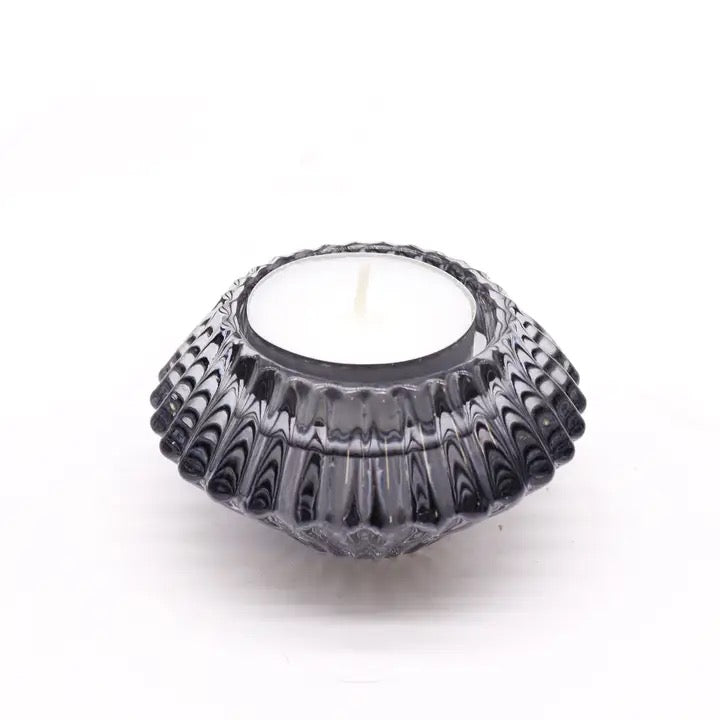 Midnight Grey Glass Candle Holder