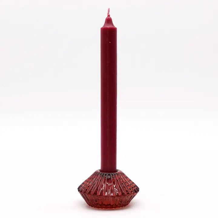 Red Glass Candle Holder