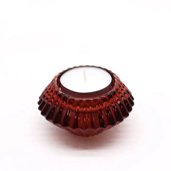 Red Glass Candle Holder