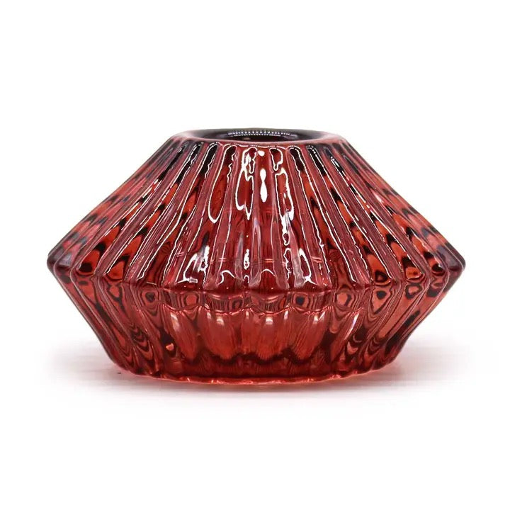 Red Glass Candle Holder