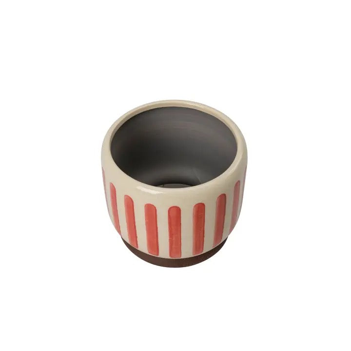 Stoneware Red Stripe Planter - 18cm