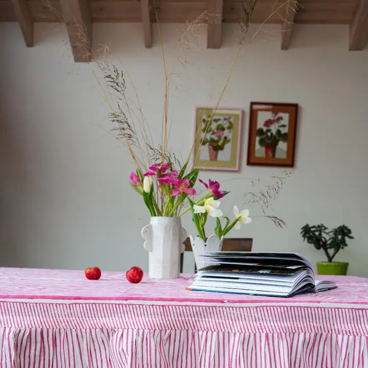 Constance & Denny Magenta Ruffle Table Cloth