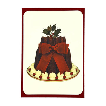 Plum Pudding with Red Velvet Bow Greeting Card